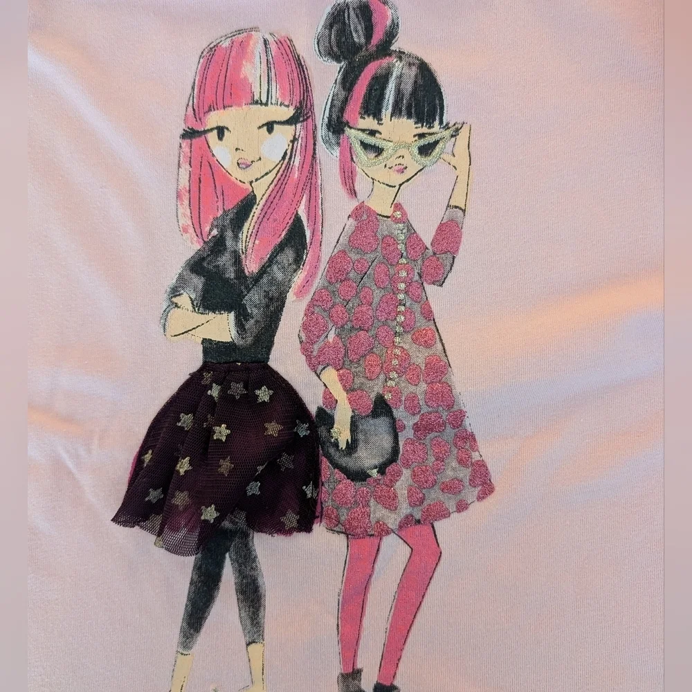 Gymboree Girls Long Sleeve Graph Pink Kids Shirt Cotton Size S 5-6